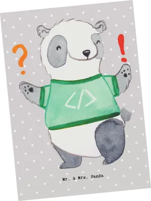 Produktbild von Mr. & Mrs. Panda Postkarte Panda Programmierer Abenteuer - Grau Pastell - Geschenk, Geschenke Berufe, Ansichtskarten, Grußkarte, Ansichtskarte, Postkarten, Fotokarte