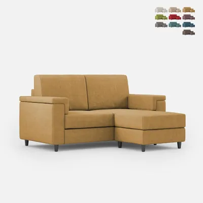 Produktbild von Modernes 2-Sitzer Sofa mit Pouf aus Stoff Marrak 120P - Kamel