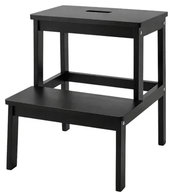 Immagine prodotto di Sgabello in bambù con gradino KROK, altezza 46 cm, nero