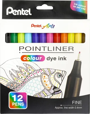 Obrázok produktu pre Liner "Pointliner", 12 rôznych farieb, 0,4 mm, sada, PENTEL S40-12