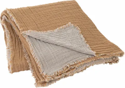 Produktbild von Blomus Decke Double, Wolldecke, Sofadecke, Kuscheldecke, Baumwolle, Tan, 130 x 200 cm, 66531