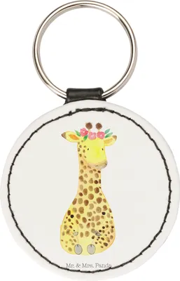 Produktbild von Mr. & Mrs. Panda Anhänger Giraffe Blumenkranz - Weiß - Geschenk, Taschenanhänger, Abenteurer, mini schlüsselanhänger, Freundin, Selbstliebe, schlüssel, Wildtiere