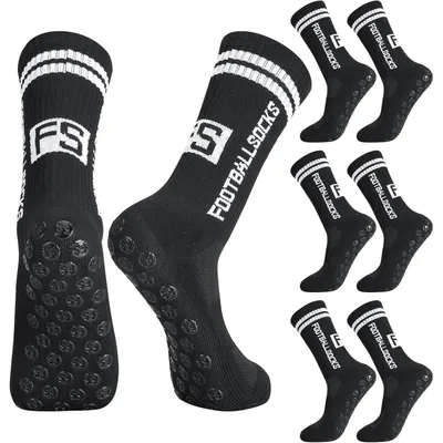 Produktbild von Fußballsocken Kinder 3 Paar Anti-Rutsch Grip Schwarz Größe 31-34
