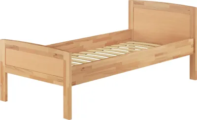 Produktbild von Seniorenbett Einzelbett Buchebett natur 90x200 Futonbett Zubehör wählbar V-60.72-09Federleisten