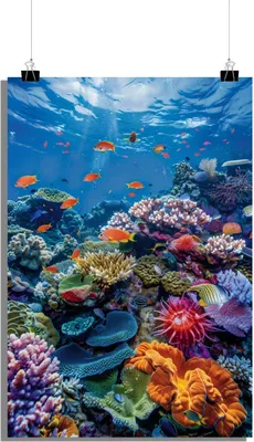 Produktbild von Korallenriff Poster - Fische Poster - Unterwasser Poster - Natur Poster - 51x71cm - Perfekt zum Einrahmen