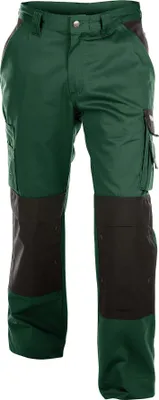 A pair of green and black work pants.