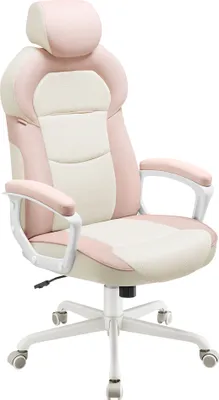 Produktbild von SONGMICS Bürostuhl, Computerstuhl, PU, Wippfunktion, pastellrosa