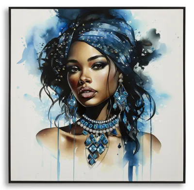 Zdjęcie produktu dla FURNLUX Sztuka ścienna Altea Blue 82cm / Kolor główny: Niebieski / Wymiary: 82 x 82 x 4 cm