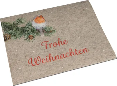 Produktbild von Platzset Rotkehlchen und Frohe Weihnachten rund 35x45cm aus Filz Formano W25
