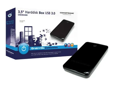 Produktbild von Conceptronic - Speichergehäuse - 3.5" (8.9 cm) - 1 Sender/Kanal - SATA 1.5Gb/s - USB 3.0 - Schwarz