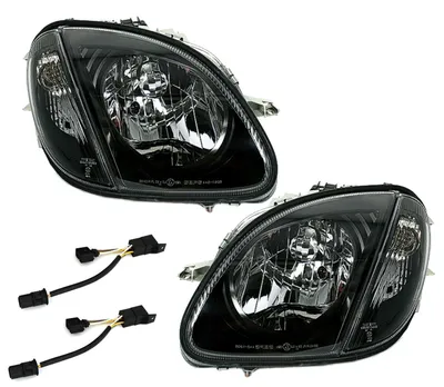 Für Mercedes SLK R170 96- Scheinwerfer Klarglas Schwarz + Frontblinker + Adapter in der Farbe Schwarz von AD TUNING GmbH & Co. KG