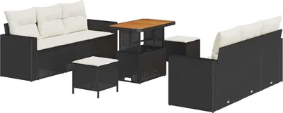 Immagine prodotto di vidaXL Set di divani da giardino 9 pezzi in polirattan nero