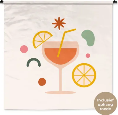Produktbild von MuchoWow® Wandteppich Wandbehang Cocktail - Obst - Sommer 150x150 cm Tapisserie Dekoration Wandtuch - Wohnaccessoires - Modernes