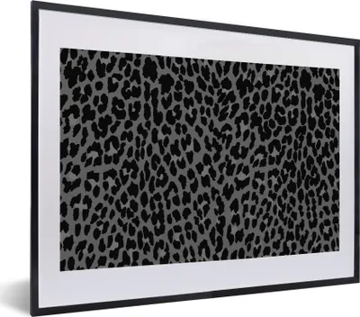 Produktbild von MuchoWow® Gerahmtes Poster Pantherdruck - Muster - Grau 40x30 cm - Poster mit Schwarzem Bilderrahmen Wandposter Rahmen Foto Bilder - Bilderrahmen - Poster im Rahmen