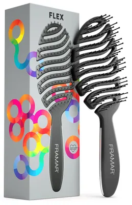 Produktbild von FRAMAR Schwarz Entwirrbürste Lange Haare - Haarbürste Ohne Ziepen, Haarbürsten, Detangler Bürste, Tunnelventbürste, Curly Hair Brush, Bürste Haare, Skelettbürste, Haarbürste Damen, Entwirrungsbürste –