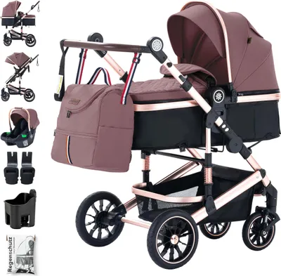 Produktbild von Daliya® NEOMOVE 3in1 Kinderwagen, mit i-Size Babyschale & Buggy, Alu-Rahmen Reisekinderwagen, Kombikinderwagen mit großen Einkaufskorb, komfortabel