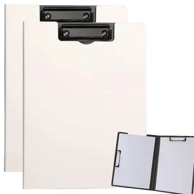 Immagine prodotto di 2 blocchi portadocumenti A4 con copertina, in plastica, colore verde, con clip doppie