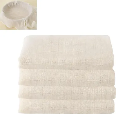 Produktbild von Passiertuch 4 Stück, Käsetuch 50 x 50 cm, Wiederverwendbares Mulltuch Aus Ungebleichter Baumwolle Für Saft, Käse, Tee Und Nussdrink