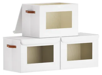 Image de Ensemble de 3 boîtes de rangement avec couvercles et poignées