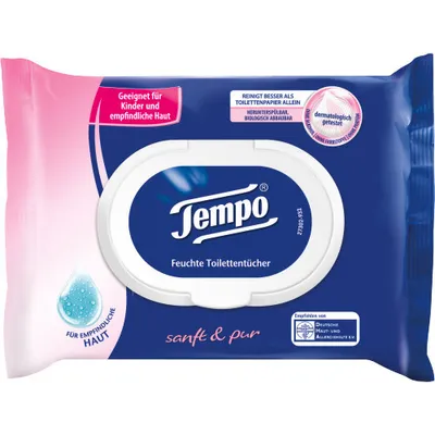 Obrázek produktu pro Tempo Toilettenpapier Feucht Sanft & Pur 42 Tücher Nachfüller