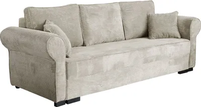 Produktbild von MIRJAN24 Schlafsofa Olimpia Cord, Couch mit Schlaffunktion und Bettkasten, Freistehendes 3 Sitzer Aufklappbar Sofa (Farbe: Poso 100)