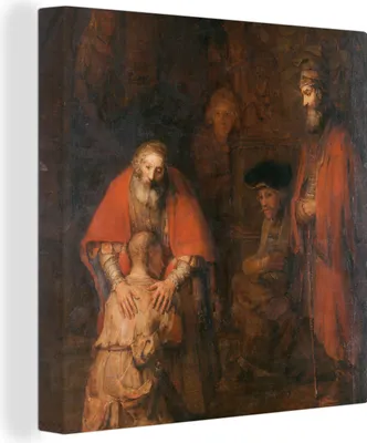 Produktbild von MuchoWow® - Leinwandbilder - Die Rückkehr des verlorenen Sohnes - Gemälde von Rembrandt van Rijn, Wandbild, Wanddeko Bilder Wohnzimmer, 50x50 cm