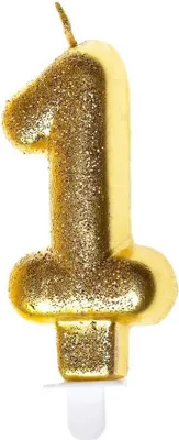 Produktbild von Geburtstagskerze mit goldenem Glitzer – GoParty