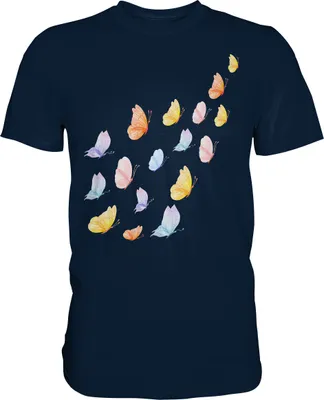Produktbild von Frauen Pastel Schmetterlinge T-Shirt – Navy / XL