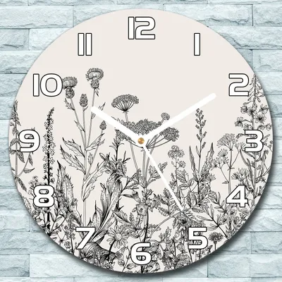 Produktbild von Wanduhr aus Glas Rund fi 30 Feldflora weiß Quarz Deko Schlafzimmer Büro
