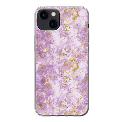 Produktbild von MuchoWow® Handyhülle Schutzhülle Hülle für iPhone 13 Gold - Marmor - Muster - Lila Silikon Softcase Handy Hülle - Karteninhaber