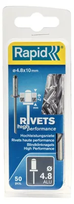 Produktbild von Rapid 5000387, Blindniete, Aluminium, Stahl, Edelstahl, RP10 , RP40, RP60, RP100, 4,8 mm, 4,8 mm