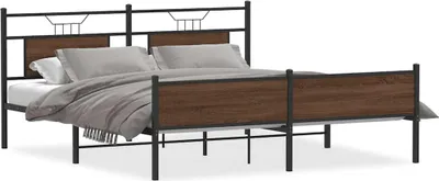 Immagine prodotto di vidaXL Letto in metallo senza materasso effetto rovere marrone 183x213 cm