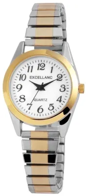 Produktbild von Analog Damenuhr Armbanduhr Metallzugband bicolor Quartzwerk