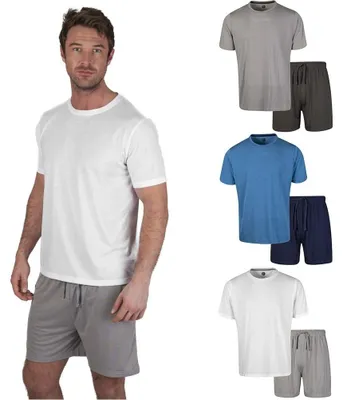 Produktbild von Light & Shade Herren Loungewear Set Baumwolle – Pyjama Set mit T Shirt & Shorts,