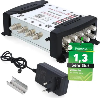 Produktbild von ZEHNDER 9/8 Multischalter für Quattro & Quad LNB, Multiswitch für 2 Satelliten & 8 Teilnehmer (TV, Sat Receiver), HD 4K Digital Matrix Sat Verteiler, Schüssel Spiegel Antenne