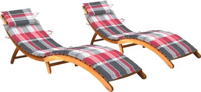 Produktbild von Sonnenliegen 2 Stk. mit Auflagen Massivholz Akazie
