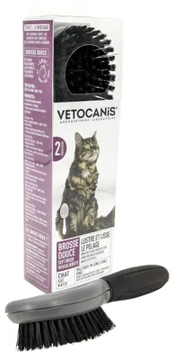 Produktbild von VETOCANIS Massagebürste für Katzen zur sanften Fellpflege, Grau