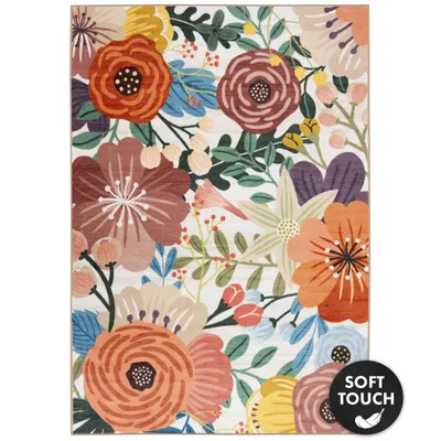 Produktbild von Floordirekt Wohnteppich Fleur mit Blumenmuster rutschfest pflegeleicht aus Polyamid für Wohnzimmer Flur Schlafzimmer in 160x230 cm