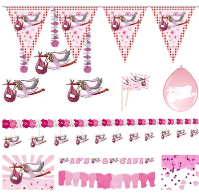 Produktbild von 67 teiliges Partyset Geburt Mädchen