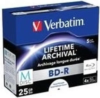 Immagine prodotto di Verbatim M-Disc - 5 x BD-R - 25 GB 4x - superficie stampabile a getto d'inchiostro - custodia (scatola)