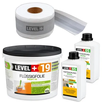 Produktbild von Dichtset Innen Außen Abdichtung-Set SET524 Flüssigfolie 12kg Auf Holz Fliesen OSB Wasserdicht Dichtband 120/70mm Ausdehnbar