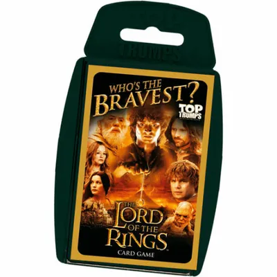 A product shot of a Lord of the Rings Top Trumps card game box.