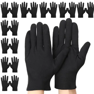Image de 10 paires de gants de travail en coton noir, taille L