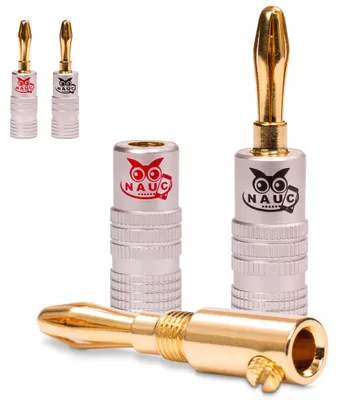Produktbild von NAUC Bananenstecker 4mm schraubbar vergoldet 4x Stecker für Lautsprecherkabel