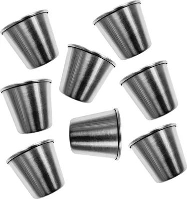 Immagine prodotto di Set di 20 bicchieri in acciaio inox, 44 ml, con bordo arrotolato