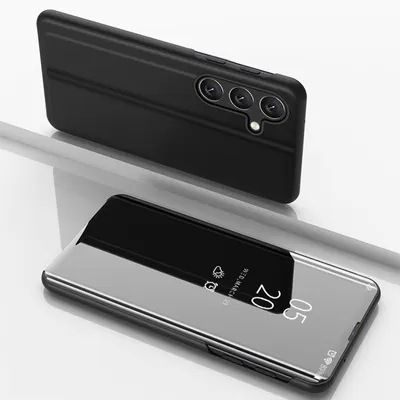 Image de Pour Samsung Galaxy S25 5G View miroir téléphone portable Smart Cover fonction Wake UP Case Noir