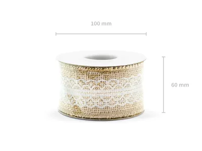 Obrázok produktu pre Taśma jutowa z białą koronką dekoracyjna 5 cm x 5 m