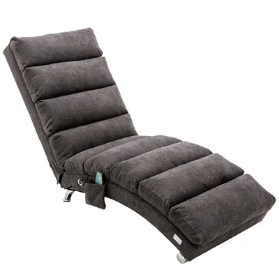 Produktbild von LVHOM  5-in-1 Funktion Polsterliege Chaiselongue Relaxliege, Liegesessel mit Schlafen- und Vibrationfunktion, Bodenstuhl aus Leinenbezug, Grau