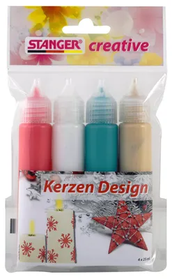Design-Kerzen-Set, 4 Stück, rot/weiß/grün/gold, 9,2x12,1x2,3 cm