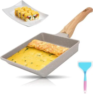 Produktbild von Rechteckige Tamagoyaki Omeletpfanne - Aluminium Antihaftpfanne für Induktion und Gas
